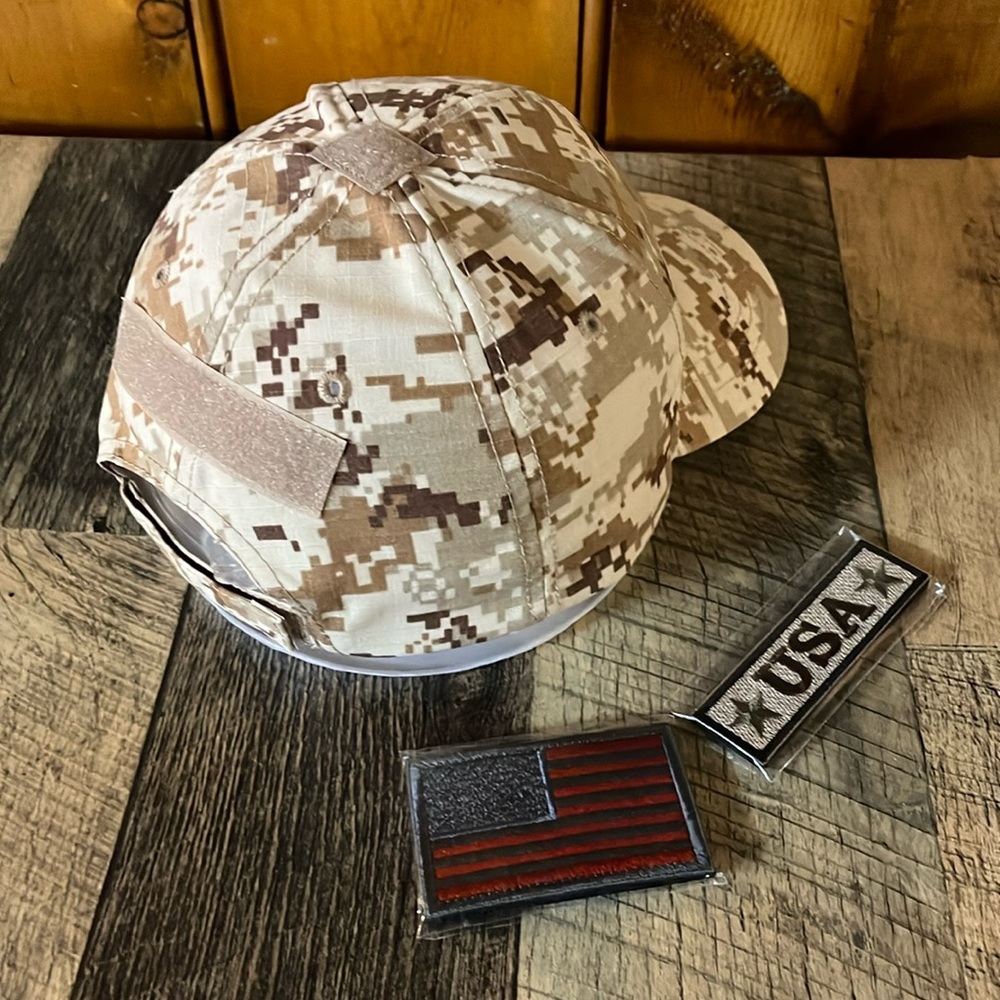 RIP STOP DESERT DIGITAL CAMO HAT WITH HOOK AND LOOP PATCHES - Picture 2 of 7